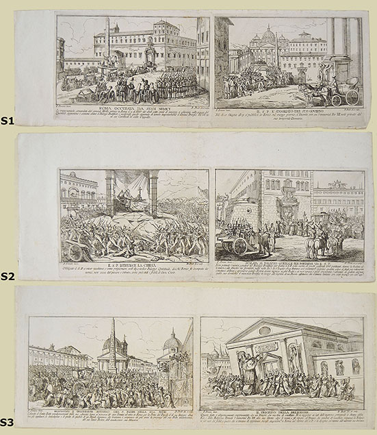 THE POPE VERSUS NAPOLEON, six etchings on three sheets