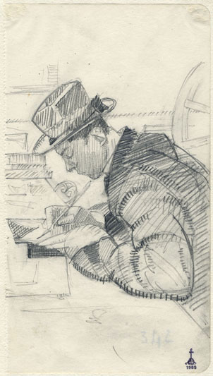 PORTRAIT OF THE ETCHER CELESTINO CELESTINI, DRAWING A PLATE