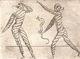 TWO HUMAN FIGURES MADE UP OF SNAKES