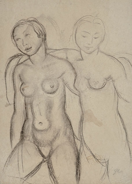 TWO YOUNG WOMEN EMBRACING
