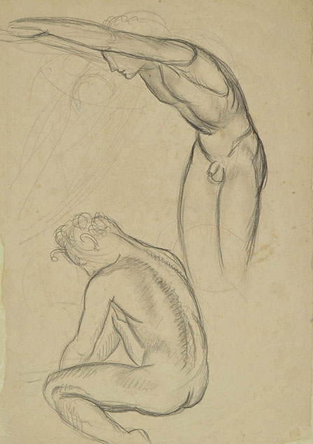  TWO STUDIES OF MALE NUDES