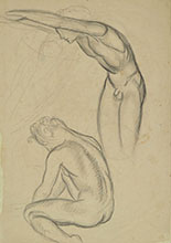  TWO STUDIES OF MALE NUDES