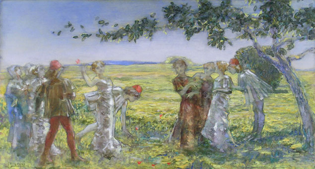 COUNTRY SCENE WITH THE SEVEN YOUNG WOMEN AND THE THREE YOUNG MEN OF THE DECAMERON 