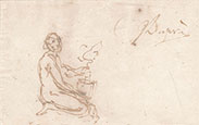 SKETCH OF A FEMALE FIGURE SETED NEAR AN AMPHORA