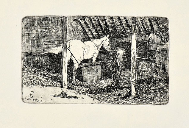 INTERNO DI STALLA CON CAVALLI (Inside Stable with Horses)