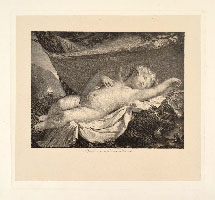 CUPID SLEEPING BENEATH A BLANKET TIED TO A TREE