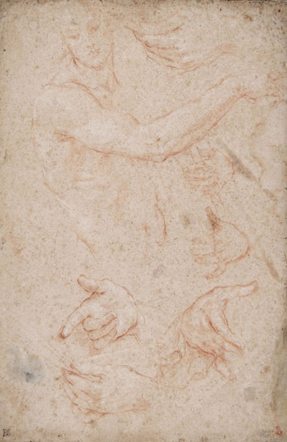 HALF-LENGTH STUDY OF A MALE FIGURE AND STUDIES OF HANDS