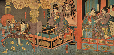 KUNIYOSHI, KABUKI SCENE, A TRIPTYCH