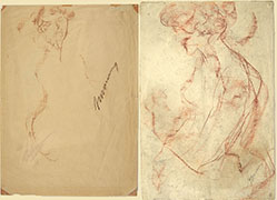 TWO DRAWINGS OF FEMALE FIGURES sold together 