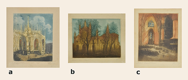 THREE ETCHINGS PRINTED IN COLOURS