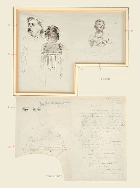 DRAFT OF A LETTER WITH SEVERAL SKETCHES