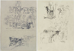 TWO  SHEET OF STUDIES WITH HERDS AND HERDSMEN