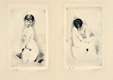 A PAIR OF DRYPOINTS: A) SEATED FEMALE NUDE B) SEATED FEMALE NUDE  WITH CROSSED LEGS