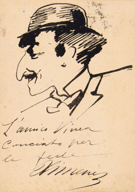 A CARICATURE OF THE PAINTER FRANCESCO VINEA (1845-1902)