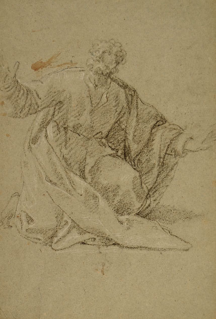 STUDY OF AN APOSTLE (recto) TWO STUDIES FOR AN APOSTLE WHO CARRIES A BOOK (verso)