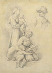 STUDIES OF TWO WOMEN WITH CHILDREN AND OF A BUST OF A YOUNG MAN